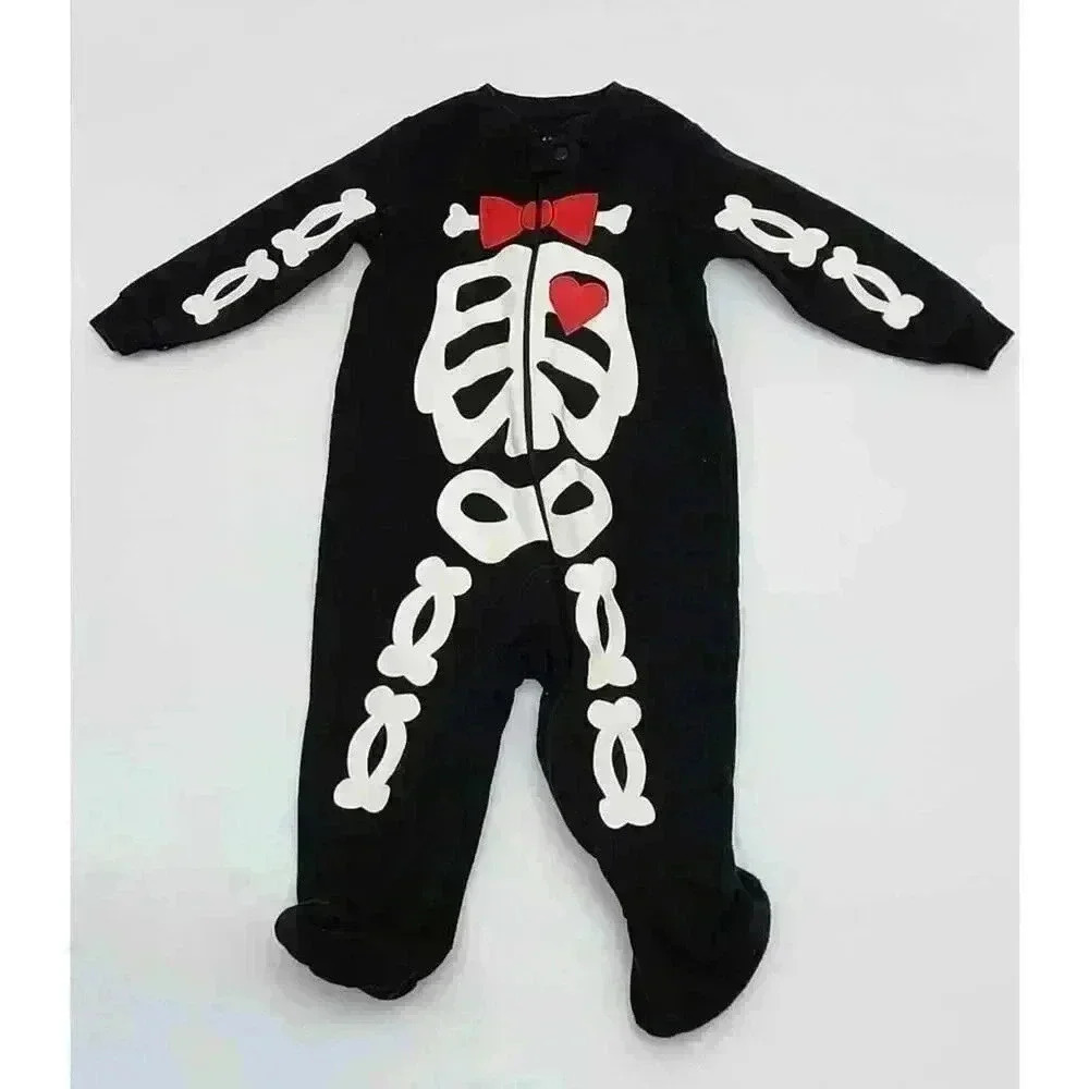 Boy's 6-9 M Halloween Zipper Sleepers - Glow in the Dark Skeleton & Frankenstein - Picture 2 of 8